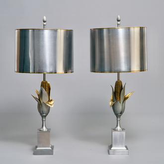 Une paire de lampes aux épis de blé, signés Maison Charles, vers 1960